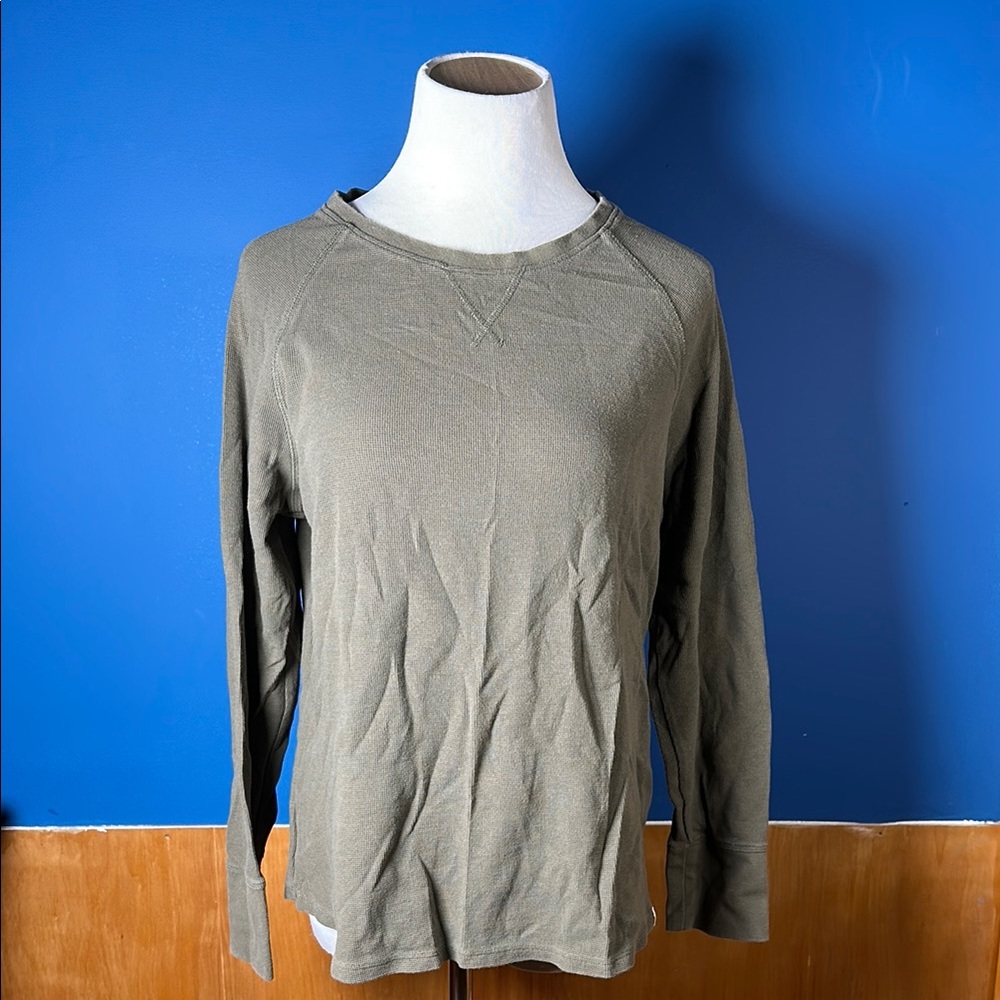 LL Bean olive small waffle shirt